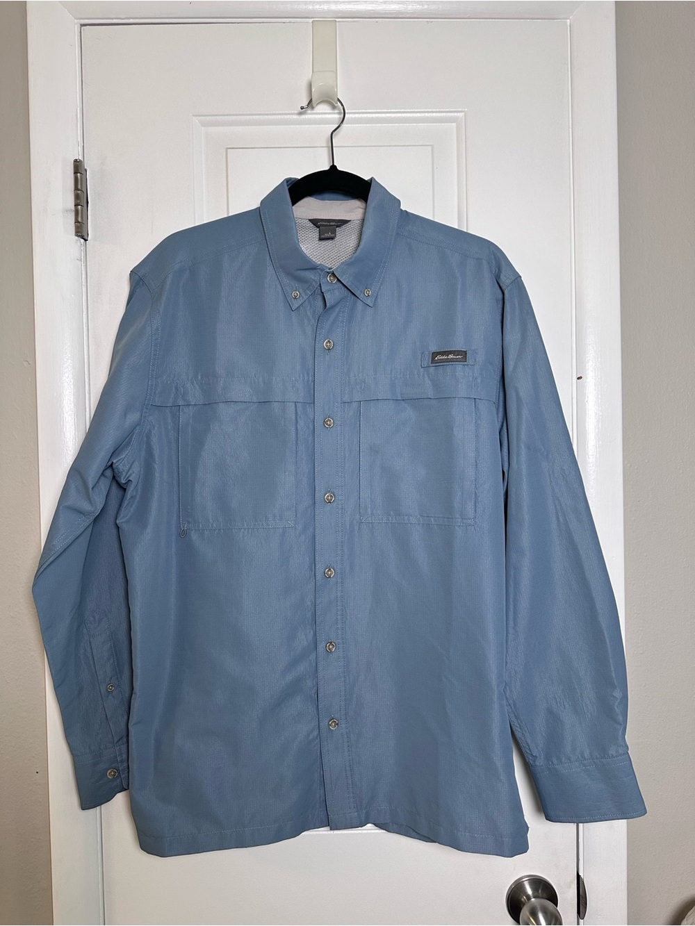 Eddie Bauer Slate Blue Lightweight Vented Outdoor Button-Up Shirt Men Size L